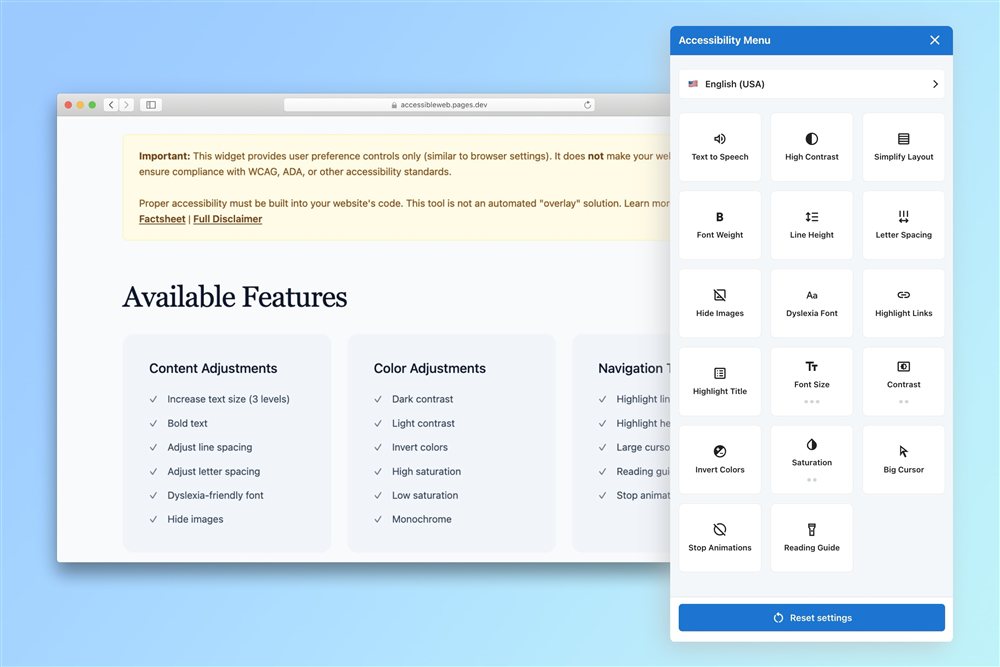 Previzualizare widget de accesibilitate